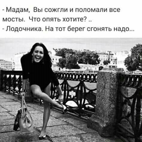 Мадам Вы сожгли и поломали все мосты Что опять хотите Подочника На тот берег гонять на
