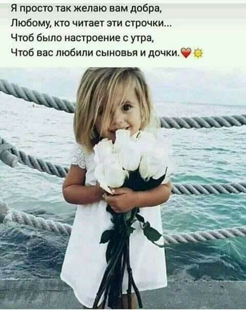 Я просто так желаю вам добра Любому кто читает эти строчки Чтоб было настроение утра Чтоб вас любили сыновья и дочкиф