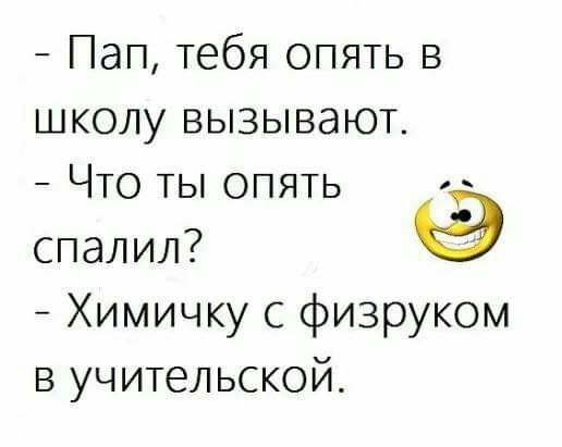 Пап тебя опять в школу вызывают Что ты опять спалил Химичку с физруком в учительской