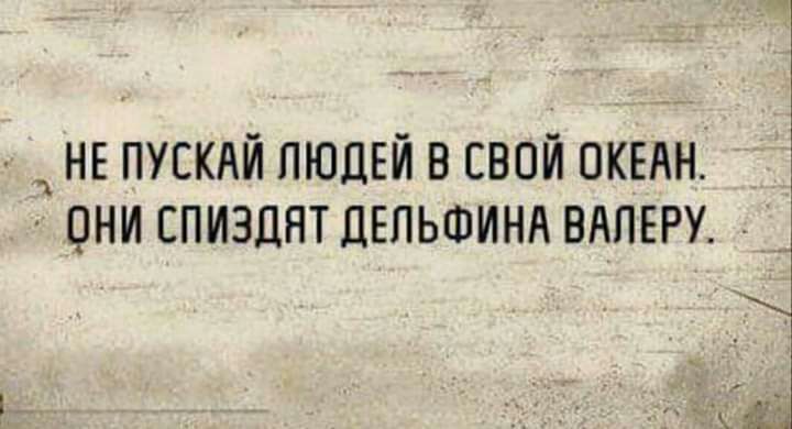 НЕ ПУСКАЙ ЛЮДЕЙ В СВОЙ ОКЕАН ОНИ ЕПИЗДНТ ЦЕПЬФИНА ВАПЕРУ