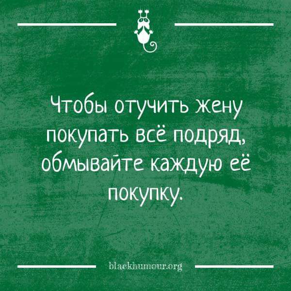 Чтобы отучить жену покупать всё подряд обмывайте каждую её покупку ЫжШлшшщ с щ