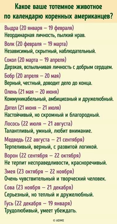 Каш ваше темное хитов по шатров коренных американца Выдра 211 января 19 февраля Неординарная пшиость пьшиии прав Волк 20 Февраля 19марта Незашииыи скрытый мблюлашьиыи Сокол 20 марта _ 19 апреля Перекая вспылшивая личность добрым сердцем Бобр 20 апреля 20 мая Верный честный дело компа Олень 21 мая 20 июня Каинуиииабепысый аибишлоаиыи и дружелюбиыи 21июня 21 июля Напойчивьтй ио скромный и благородны