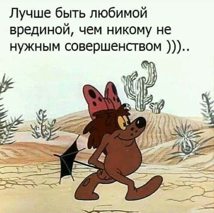 Лучше быть любимой врединой чем никому не нужным совершенсгвом