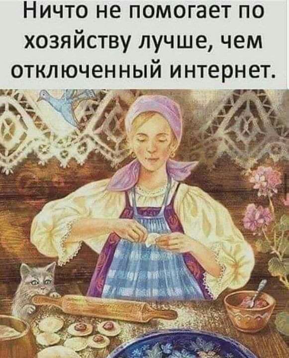 Ничто не помогает по хозяйству лучше чем отключенный интернет