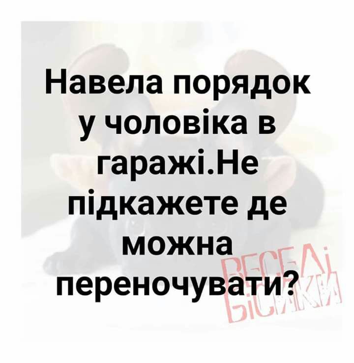 Навела порядок у чоловіка в гаражіНе підкажете де можна переночувати