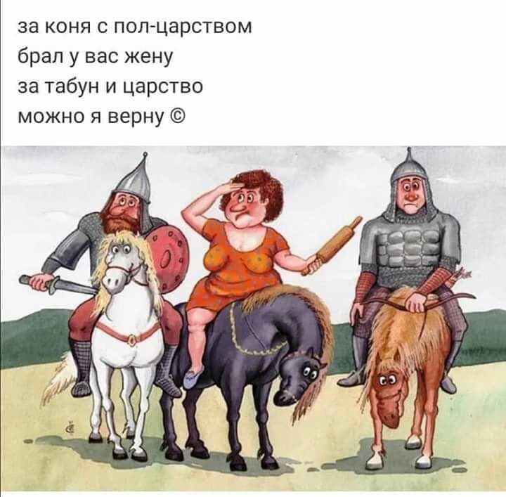за коня с попцарством брал у вас жену за табун и царство можно я верну