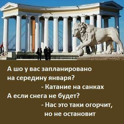 А шо у вас запланировано на середину января Катание на санках А если снега не будет Нас это таки огорчит но не остановит