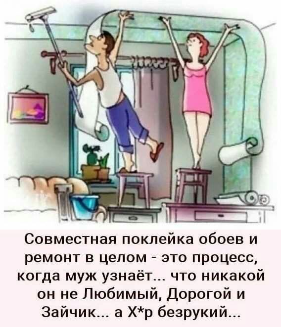 СОВМЭСТНЗЯ поклейка обоев И ремонт в целом это процесс когда муж узнаёт что никакой он не Любимый Дорогой и Зайчик а Хр безрукий