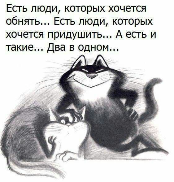 Есть люди которых хочется обнять Есть люди которых хочется придушить А есгь и такие Два в одном