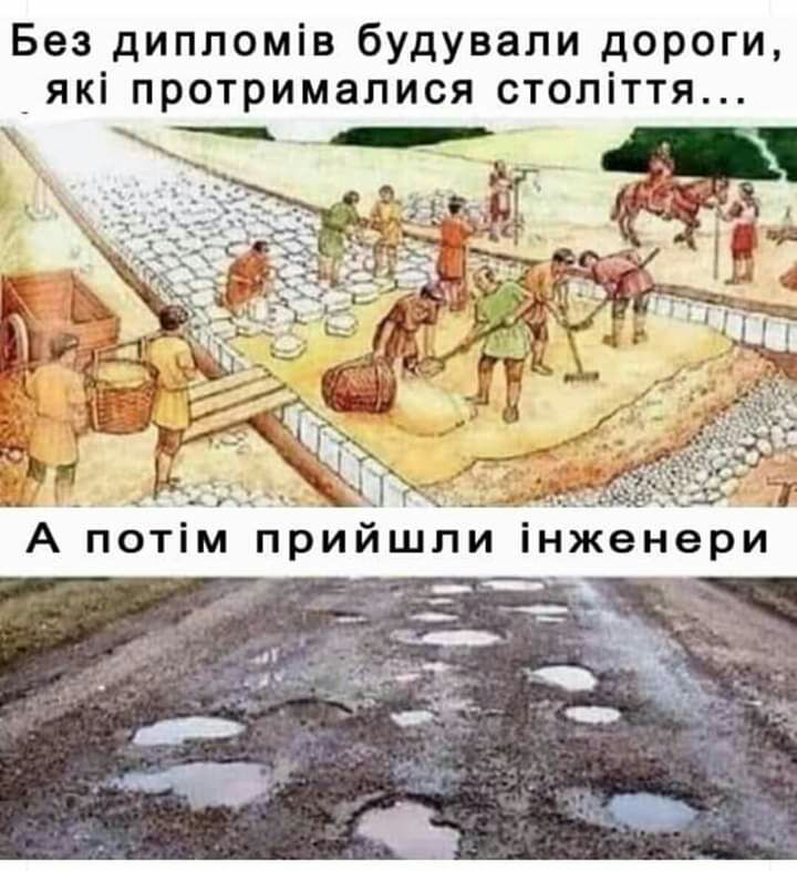 Без дипломів будували дороги _які протрималися століття _ дщд п __Ёъйщ А потім прийшли інженери _ _