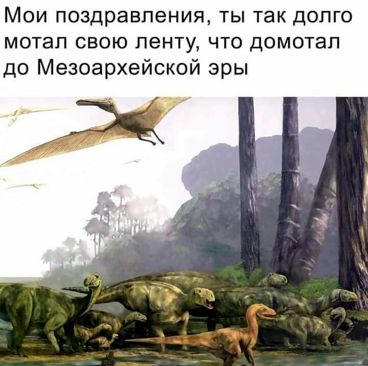 Мои поздравления ты так долго мотап свою ленту что домотап до Мезоархейской эры