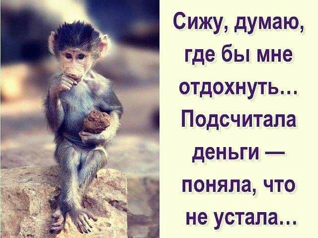 Сижу думаю где бы мне отдохнуть деньги поняла что не устала