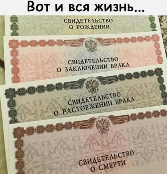 Вот и вся жизнь свидътыьство РОЖАЕНИИ свидвтыьство о ммючвнии БРА