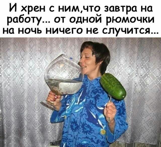 И хрен с нимчто завтра на работу от однои рюмочки на ночь ничего не случится
