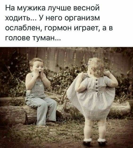 На мужика лучше весной ходить У него организм ослаблен гормон играет а в голове туман