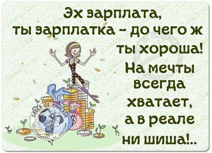 ЭХ зарплата ТЫ зарплатка до чего Ж ты хороша д На мечты всегда хватает а в реале ни шиша