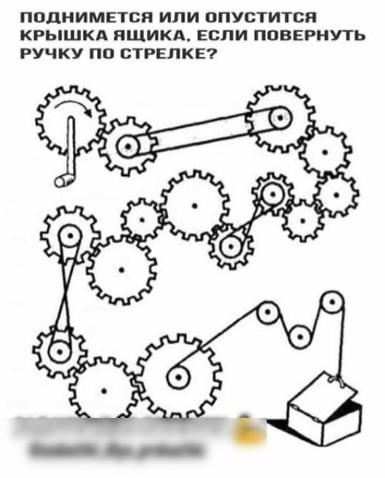 ПОДНИМЕТСЯ ИЛИ ВПУСТИТСЯ КРЬШКА ЯЩИКА ЕСЛИ ПОВЕРНУТЬ РУЧКУ ПО СТРЕЛКЕ