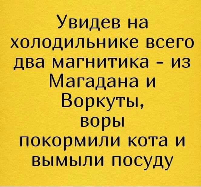Увидев на холодильнике всего два палатка из Магадана ю Воркуты воры покорными кота и вымыла ппсуду