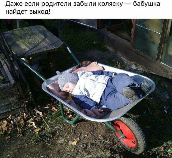Даже если родители забыли коляску бабушка найдет выход
