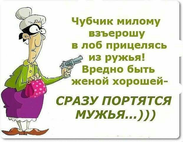 Чубчик милому изъерошу лоб прицелясь из ружья Вредно быть женой хорошей СРАЗУ портятся мужья