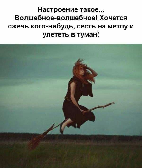 Настроение такое Волшебное волшебное Хочется сжечь кого нибудь сесть на метлу и улететь в туман