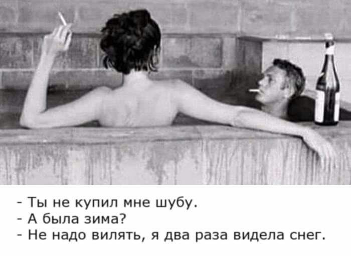 Ты не купил мне шубу А была зима Не надо вилять я два раза видела снег