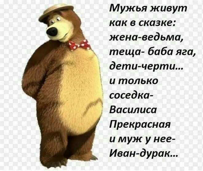 Мужья живут как в сказке жена ведьма теща баба яга дети черти и только соседка 4 Василиса Прекрасная и муж у нее Иван дурак