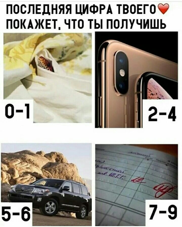 ПОСЛЕДНЯЯ ЦИФРА ТВОЕГОЁ ПОКАЖЕТ ЧТО ТЫ ПОЛУЧИШЬ