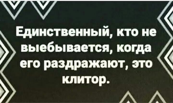 Единственный кто не выебывается когда его раздражают это клитор _