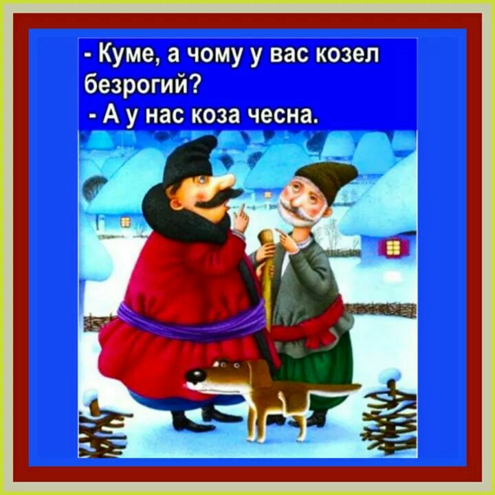 Куме а чому у вас козел безрогий А у нас коза чесна