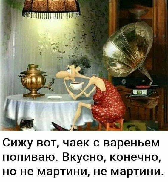 СИЖУ ВОТ чаек С вареньем ПОПИВдЮ ВКУСНО КОНЕЧНО НО не МдРТИНИ не МЭРТИНИ