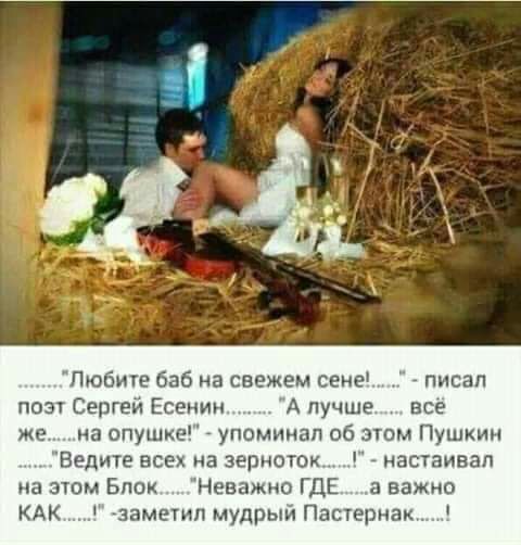 юбите баб на свежем сене гппсап поэт Берген Есенин А лучше все ж на опушке упоминал 06 вы Пушкин Ведите все на зерногок настаивал на этом Блок Неважно ГДЕ важно КАК чаметнп мудрыи Пастернак