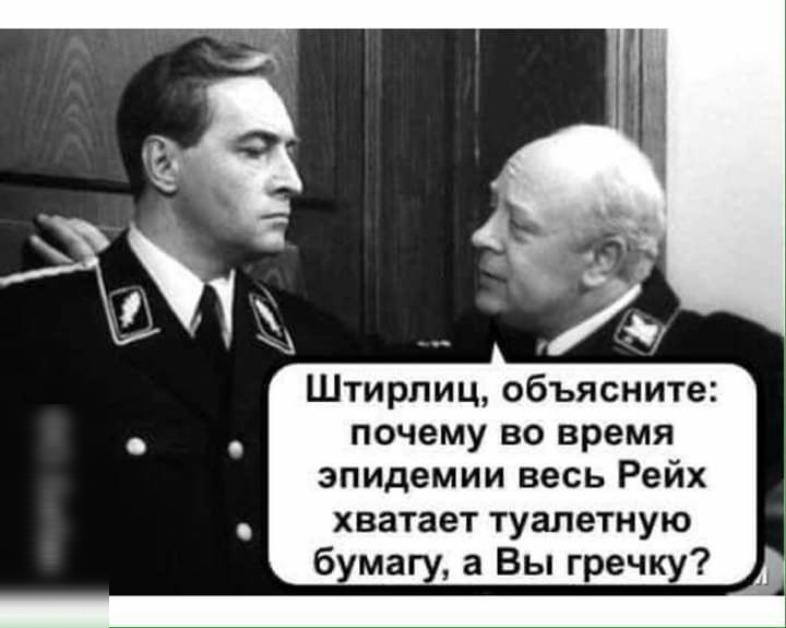 Штирлиц объясните почему во время эпидемии весь Рейх хватает туалетную бумагу а Вы гречку