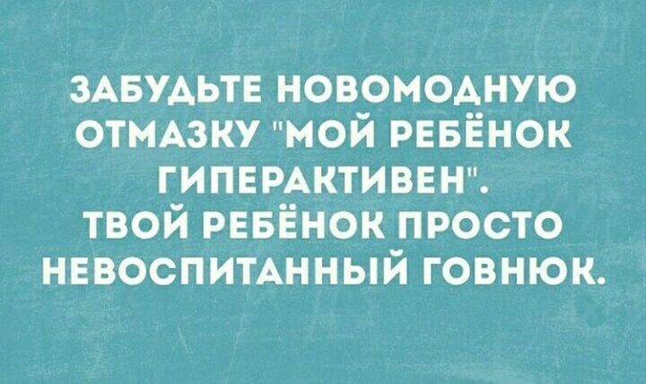 ЗАБУДЬТЕ новомодную отмюку мой РЕБЁНОК гипвмктиввн твой РЕБЁНОК просто нввоспитщный говнюк