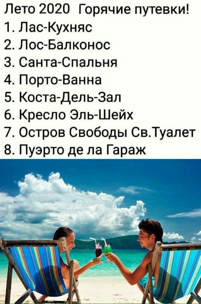 Лето 2020 Горячие путевки 1 Лас Кухняс 2 Лос Балконос 3 Санта Спальня 4 Порто Ванна 5 Коста дельЗал 6 Кресло Эль Шейх 7 Остров Свободы СвТуалет 8 Пуэрто де ла Гараж