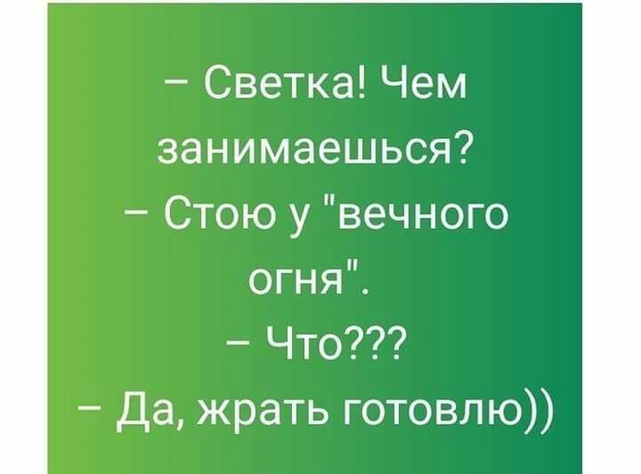 Светка Чем занимаешься Стою у вечного огня Что Да жрать готовлю