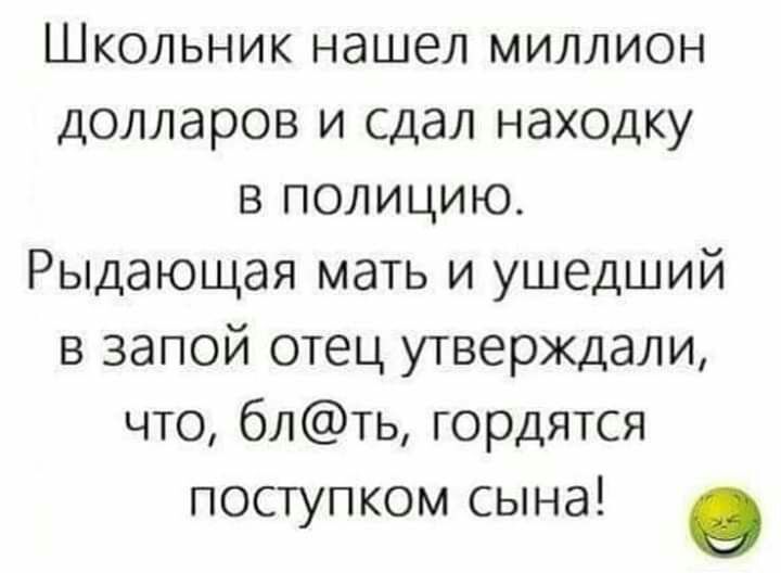 Школьник нашел миллион долларов и сдал находку в полицию Рыдающая мать и ушедший в запой отец утверждали что блть гордятся поступком сына в