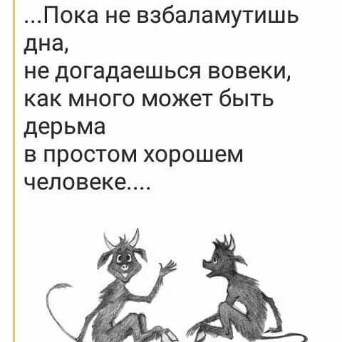 Пока не взбаламутишь дна не догадаешься вовеки как много может быть дерьма в простом хорошем человеке