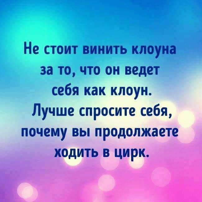 Не стоит винить клоуна за то что он ведет себя как клоун Лучше спросите себя почему вы продолжаете ходить в цирк