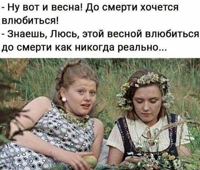 Ну вот и весна До смерти хочется влюбиться Знаешь Люсь этой весной влюбиться до смерти как никогда реально