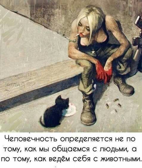 Чеповечность опредепяется не по тому как мы общаемся людьми а по тому как ведём себя с животными