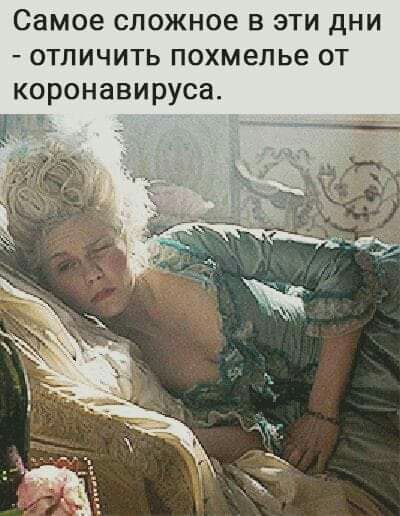 Самое сложное в эти дни отличить похмелье от коронавируса