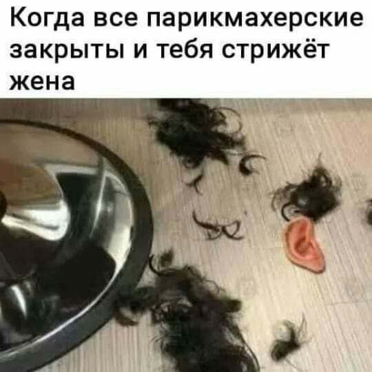 Когда все парикмахерские закрыты и тебя стрижёт жена