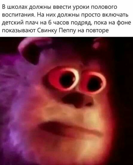 В ШКОЛЗХ дОЛЖНЫ ЕЕЭСТИ УРОКИ ПОЛОВОГО воспитания На них должны просто включать детский плач на 6 часов подряд пока на фоне показывают Свинку Пеппу на повторе