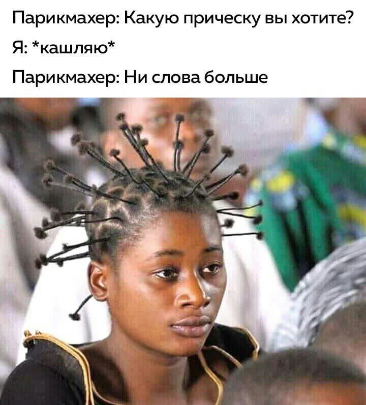 Парикмахер Какую прическу вы хотите Я кашпяю Парикмахер Ни слова больше