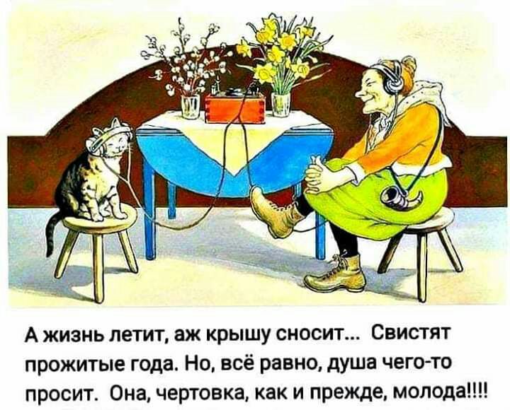 А жизнь летит аж крышу сносит Свистят прожитые года Но всё равно душа чего то просит Она чертовка как и прежде молода