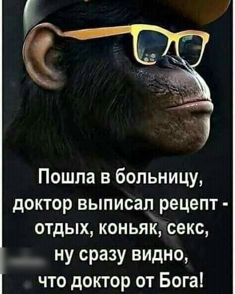 Пошла в больницу доктор выписал рецепт отдых коньяк секс ну сразу видно что доктор от Бога