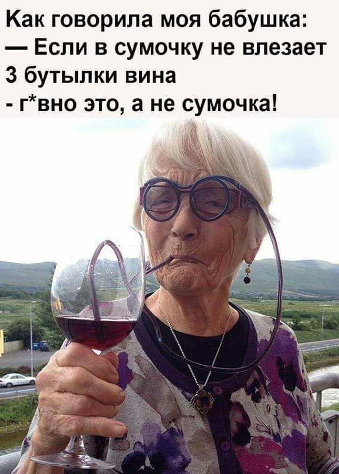 Как говорила моя бабушка Если в сумочку не влезает 3 бутылки вина гвно это а не сумочка