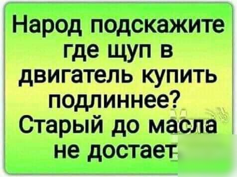 народ пбдсКажите Ё где щуп в двигатель купить подлиннее Старый до масла недостает