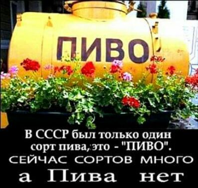 В СССР бьш только один сорт пива это ПИВО СЕЙЧАС СОРТОВ МНОГО а Пива нет